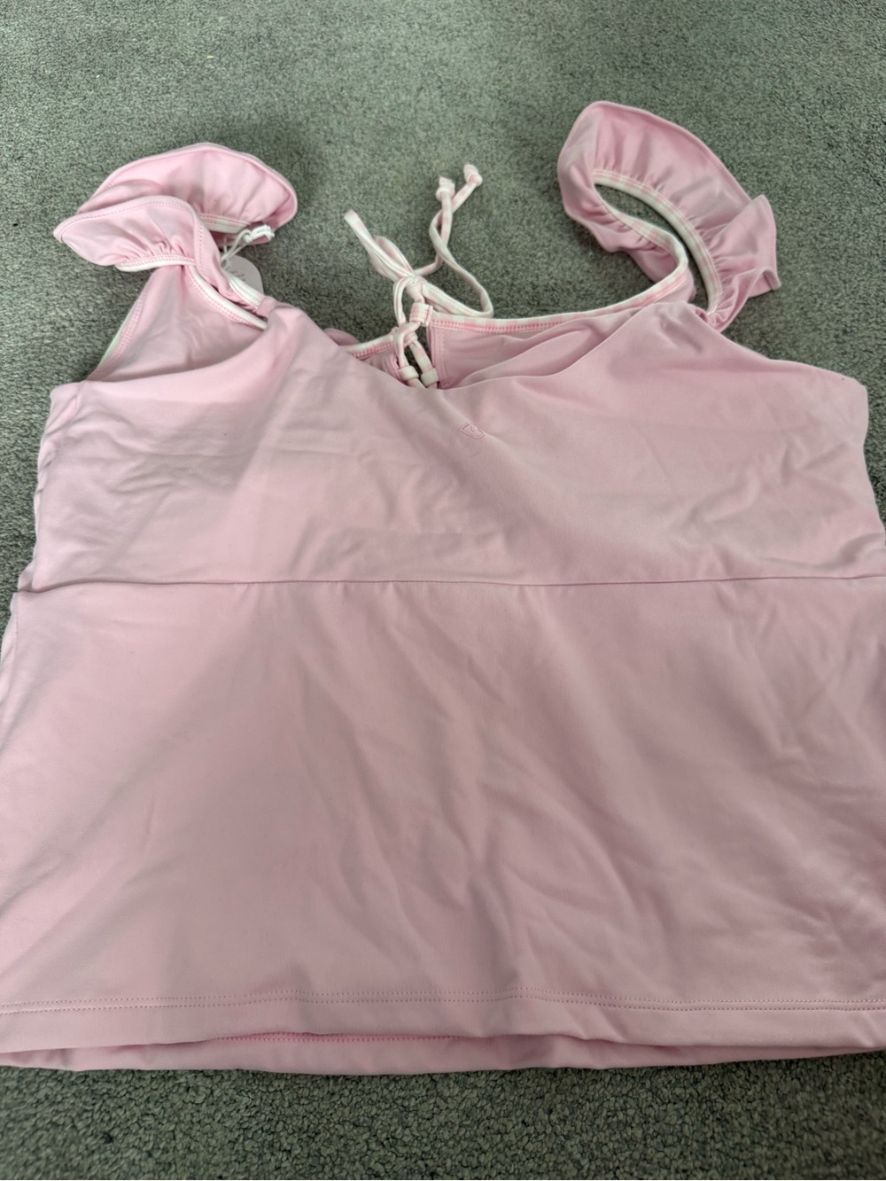 Blogilates Ruffle Lace Up Pink Tank Top - Picture 4 of 7